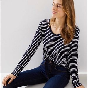Loft Striped Scoop Neck L/S TShirt